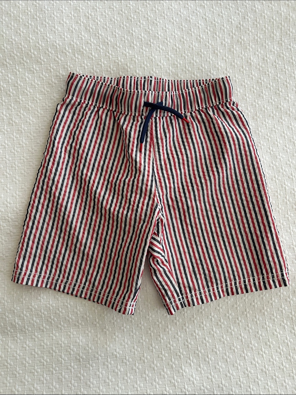 Old Navy Red, White & Navy Striped Kids Swim Trunks